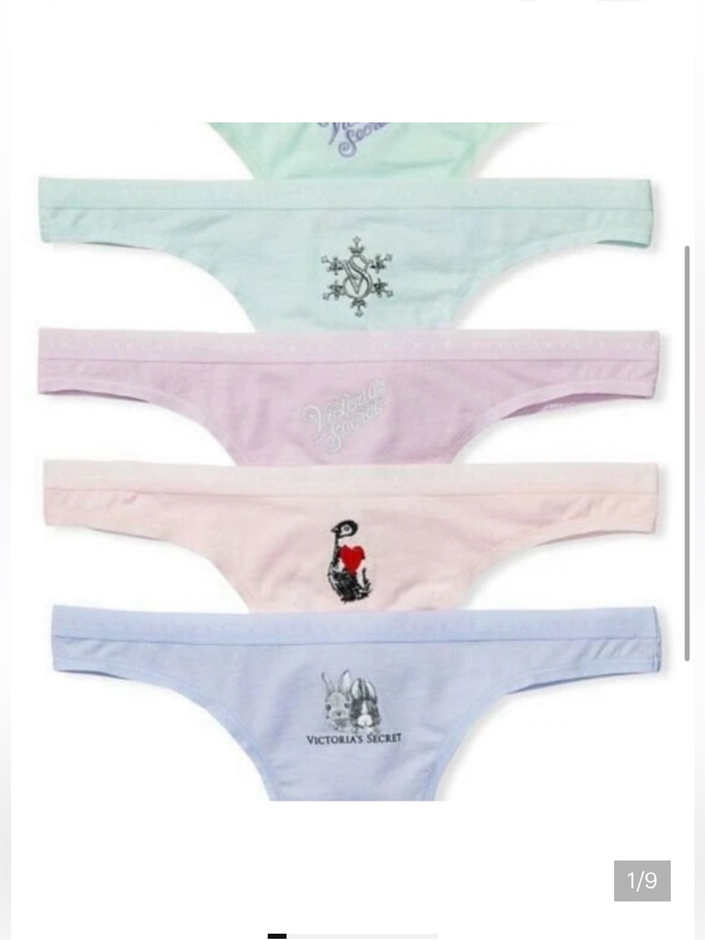 Victoria's Secret 5 pack Graphic Thong Panty Set - Pastel Collection brand new! - Picture 10 of 10